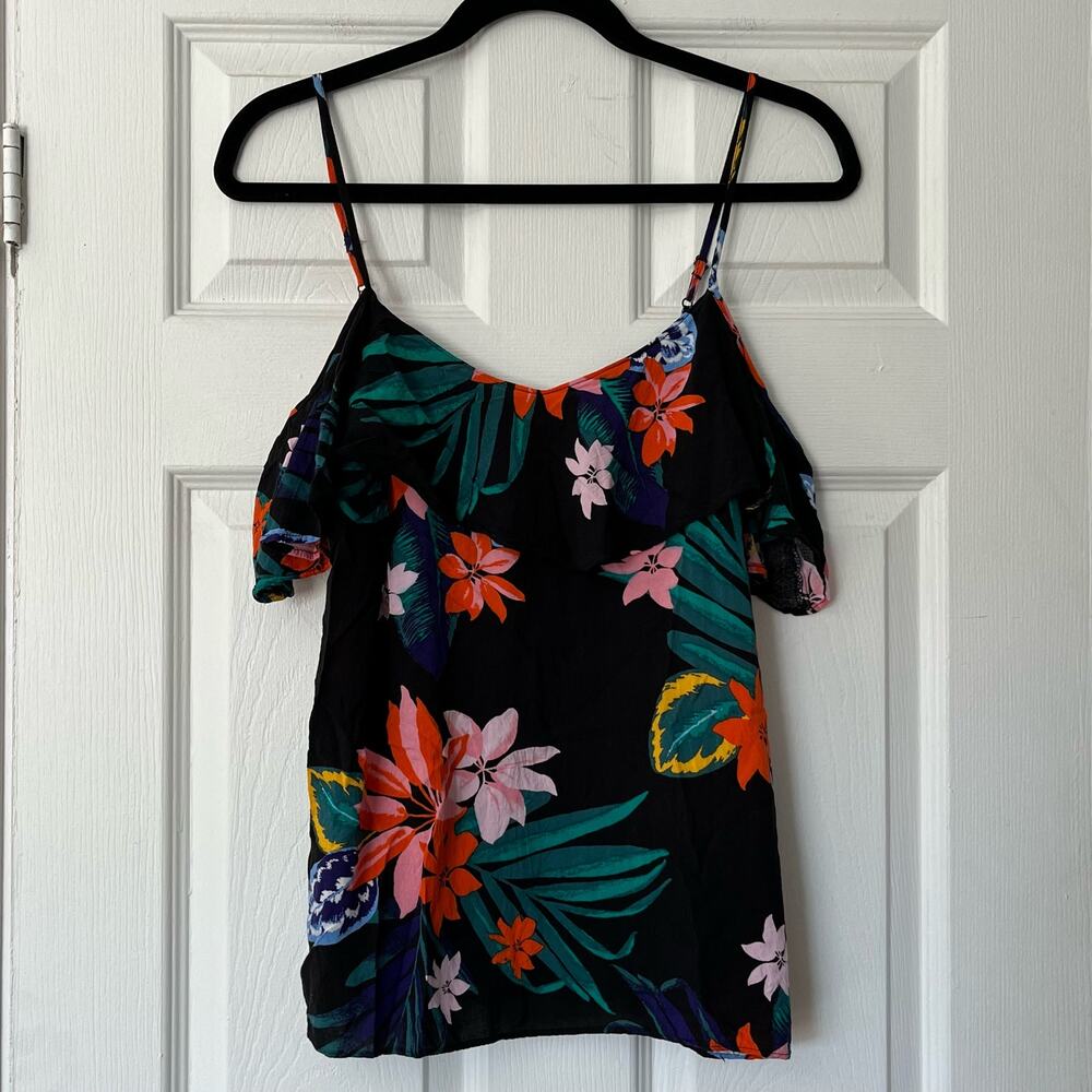 Old Navy Tropical Print Off-Shoulder Ruffle Tank Top - Size S